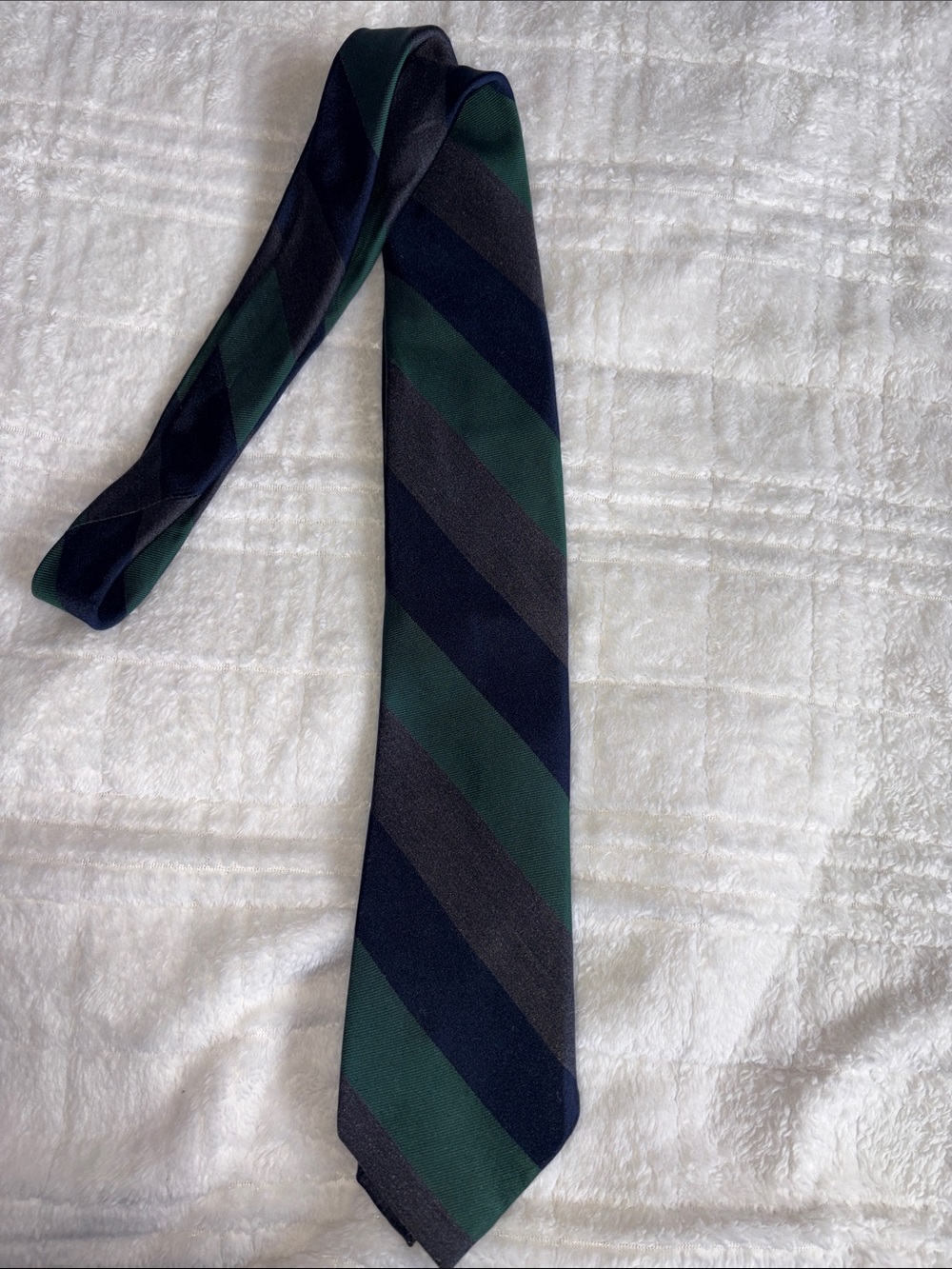 Merona Black and Navy and Green Striped Tie